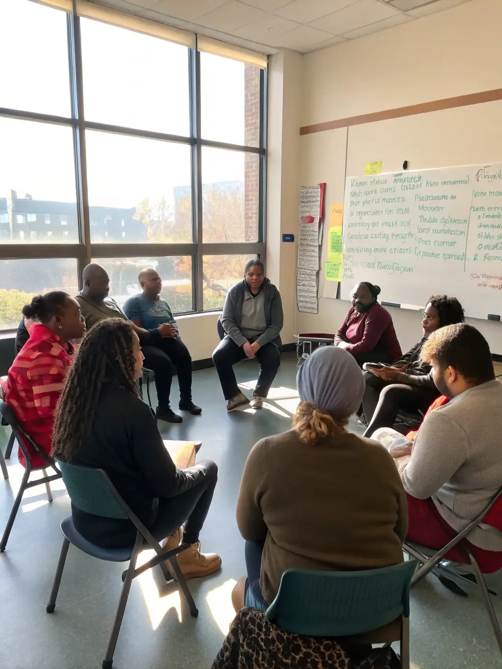 Community members participating in a mediation session, addressing local issues and working towards collective solutions.