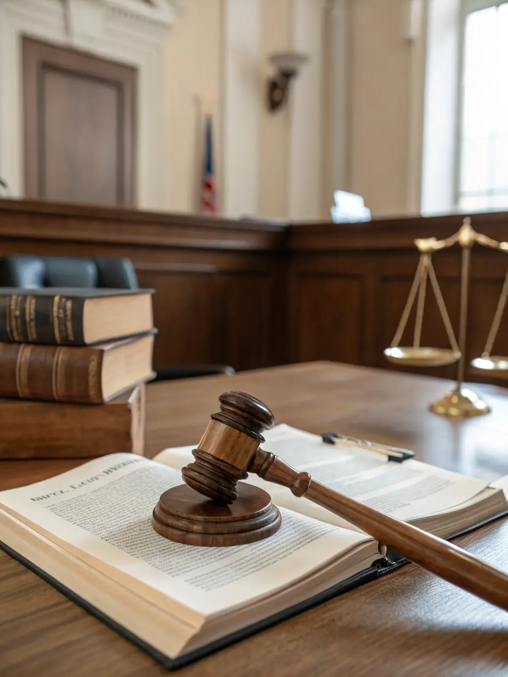 A gavel resting on a table next to a plant, symbolizing a neutral and fair environment for mediation.