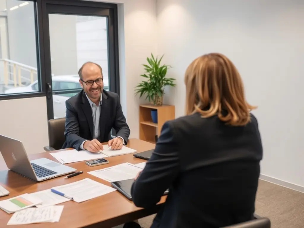 A mediator sitting with two parties in a comfortable, private setting, actively listening and guiding the conversation, representing Personal Dispute Mediation.