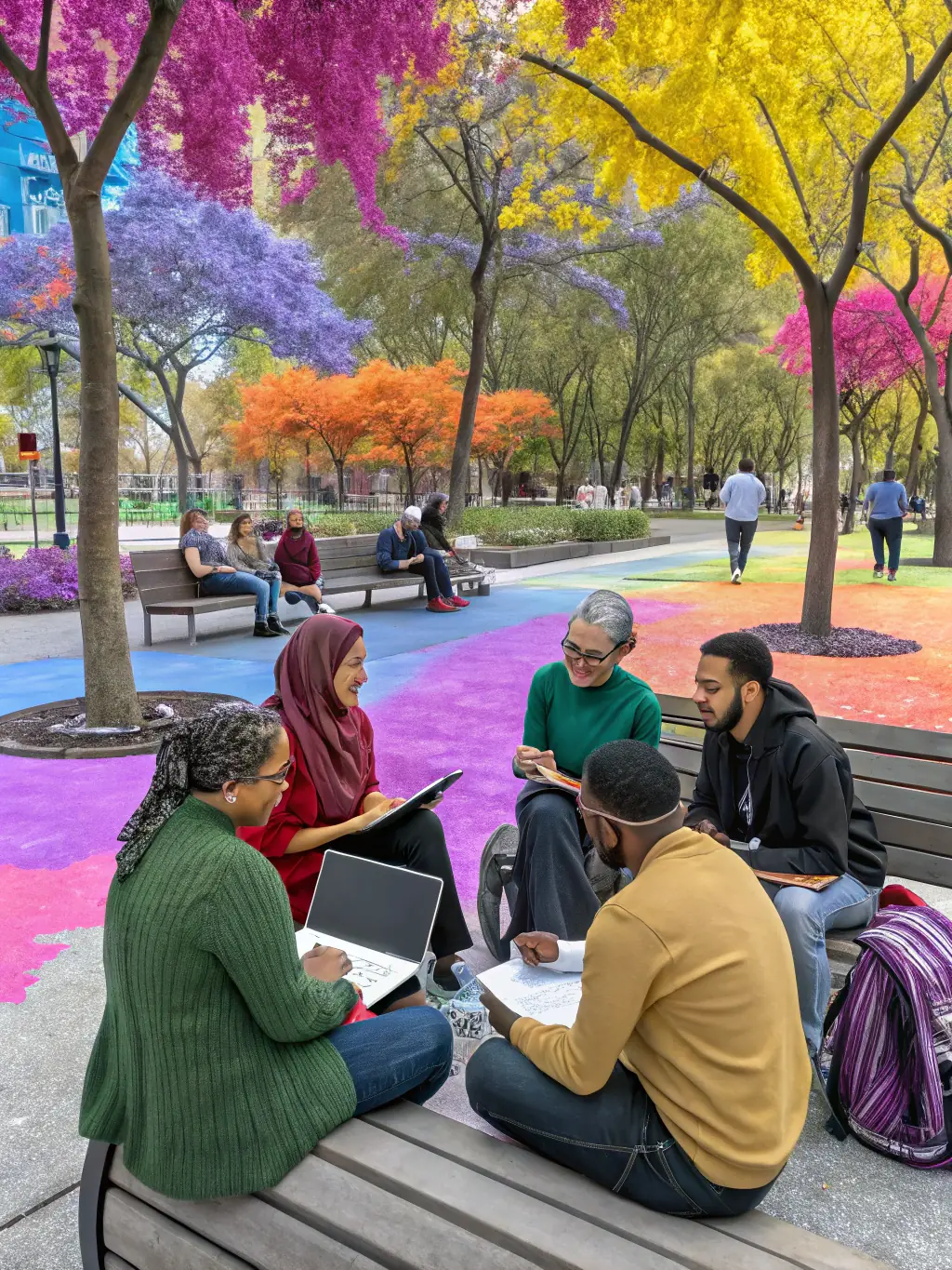A community center with residents participating in a mediation session, addressing neighborhood disputes and community disagreements, guided by a skilled mediator.