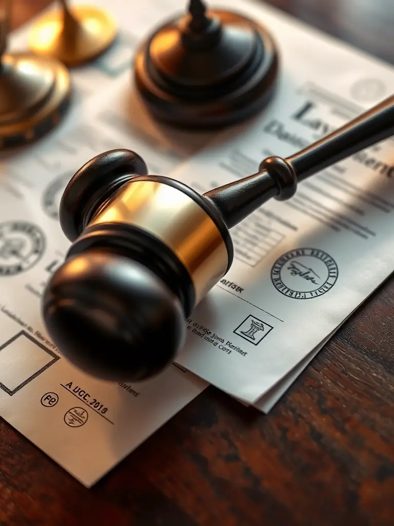 A gavel resting on a table next to a mediation agreement, symbolizing the finality and enforceability of mediated settlements.